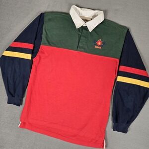 VTG Prides Landing Rugby Polo Shirt Youth XL 18-20 Long Sleeve Colorblock Y2K